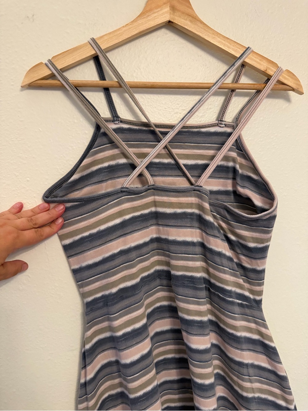 Pact Striped Mini Dress in Blue and Cream with Taupe - Picture 5 of 8